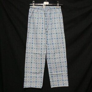Blue Plaid Pajama Pants | medium | 100% cotton | Stretchy Waist and Drawstring